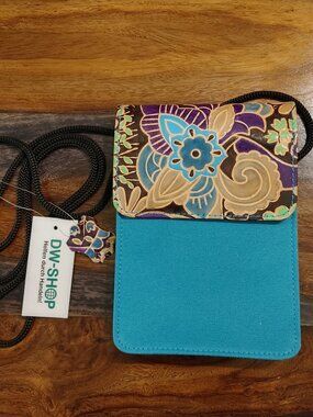 Hand Painted Leather & Canvas Accent Purse from Germany by DW-SHOP